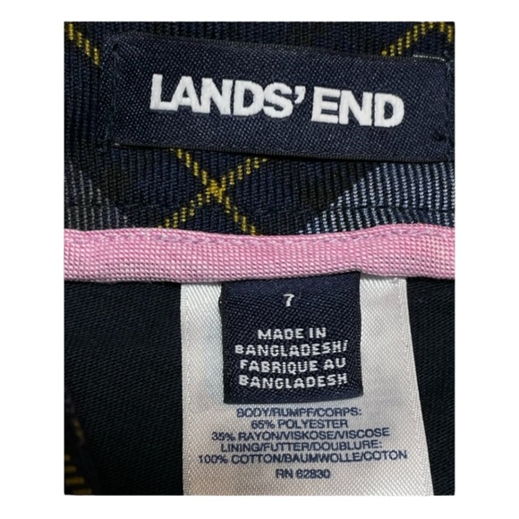 Land's End Plaid Navy Side Pleat Skort Junior Misses Size 7 - Picture 5 of 12